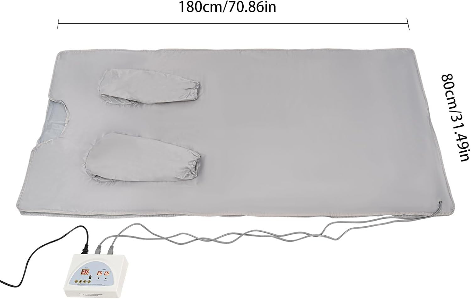 Far Infrared Sauna Blanket Dual Zone 650W Silver w/ Remote – Foldable Home Spa