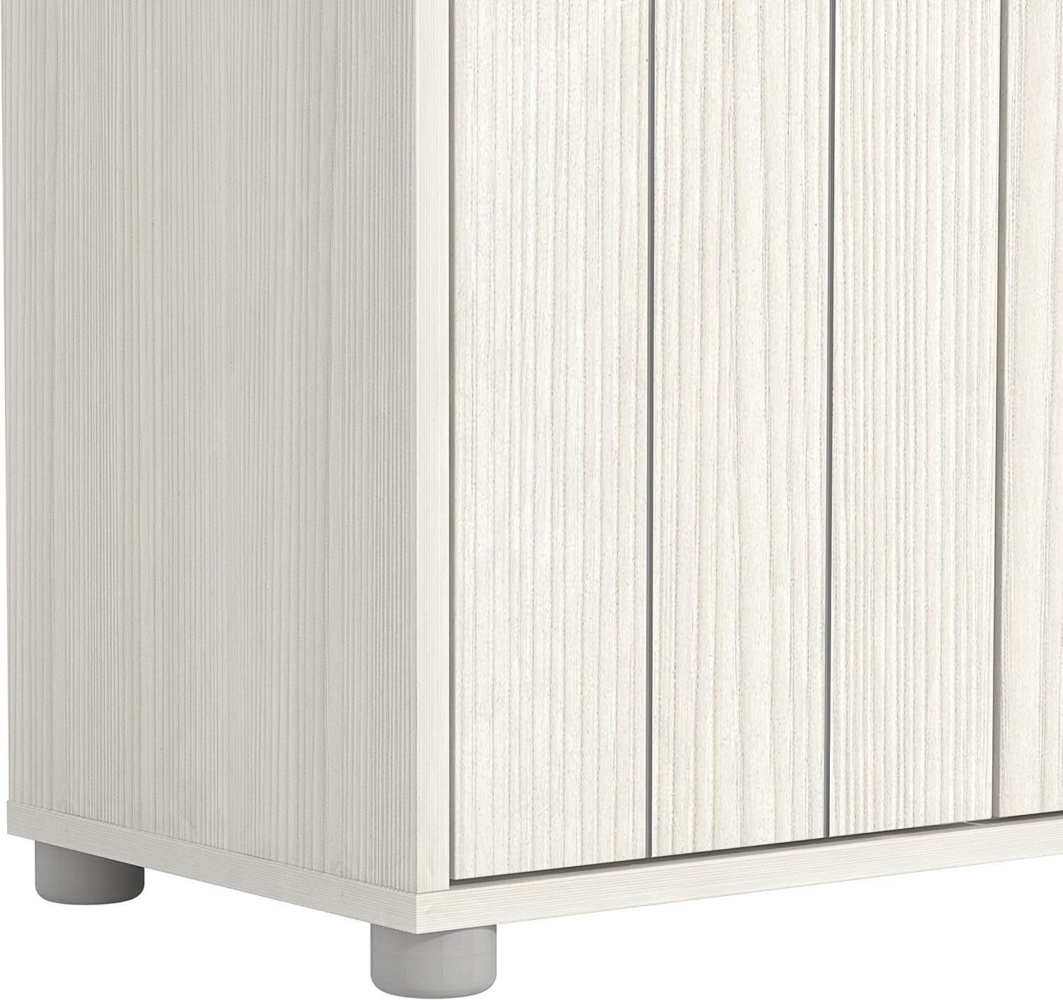 Cream Oak 2-Door Shoe Cabinet 24-Pair Storage 79.6x35.3x119cm