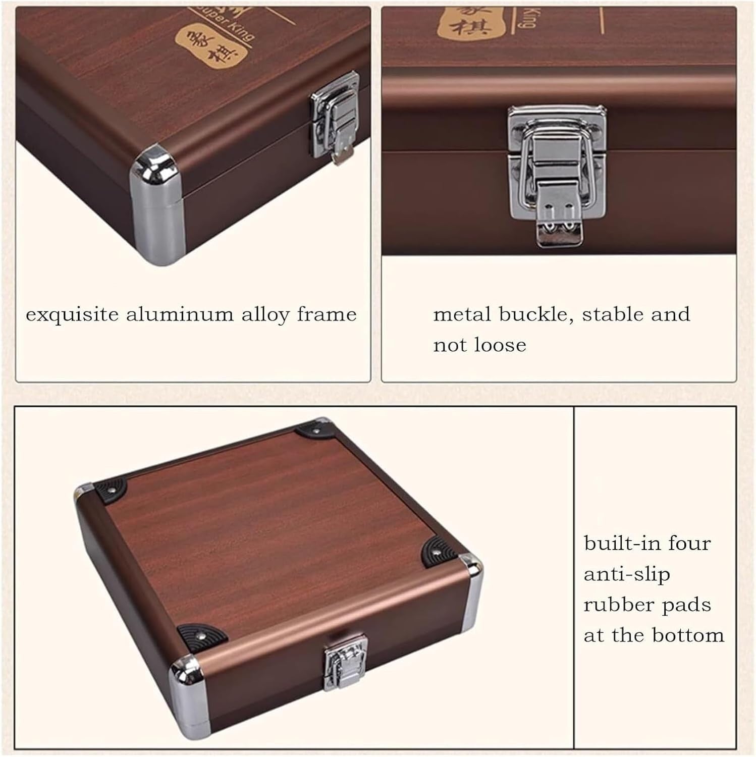 Luxury Sandalwood Xiangqi Chess Set Leather Travel Board
