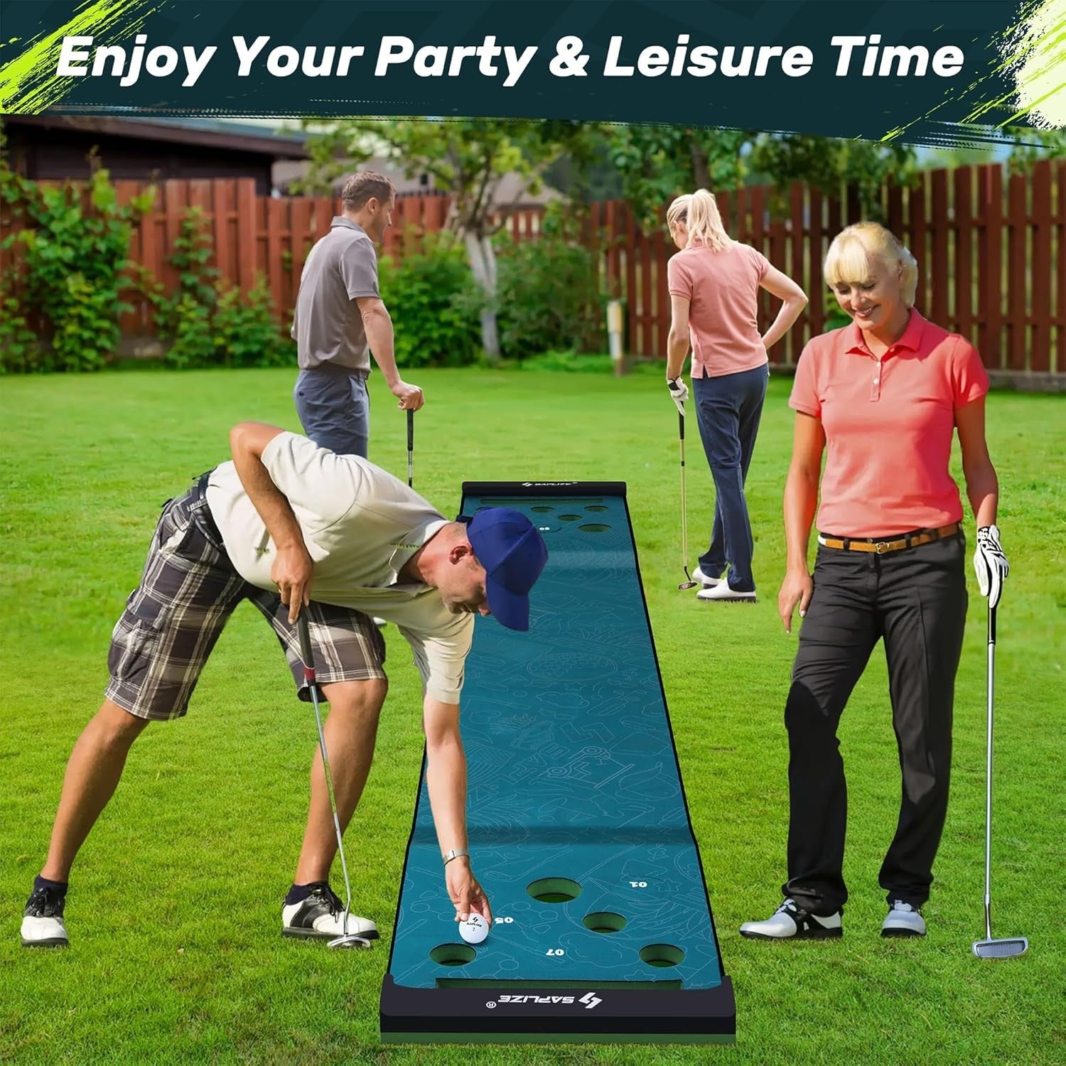 Golf Putting Green Mat Set Indoor Outdoor Practice Trainer Pong Game
