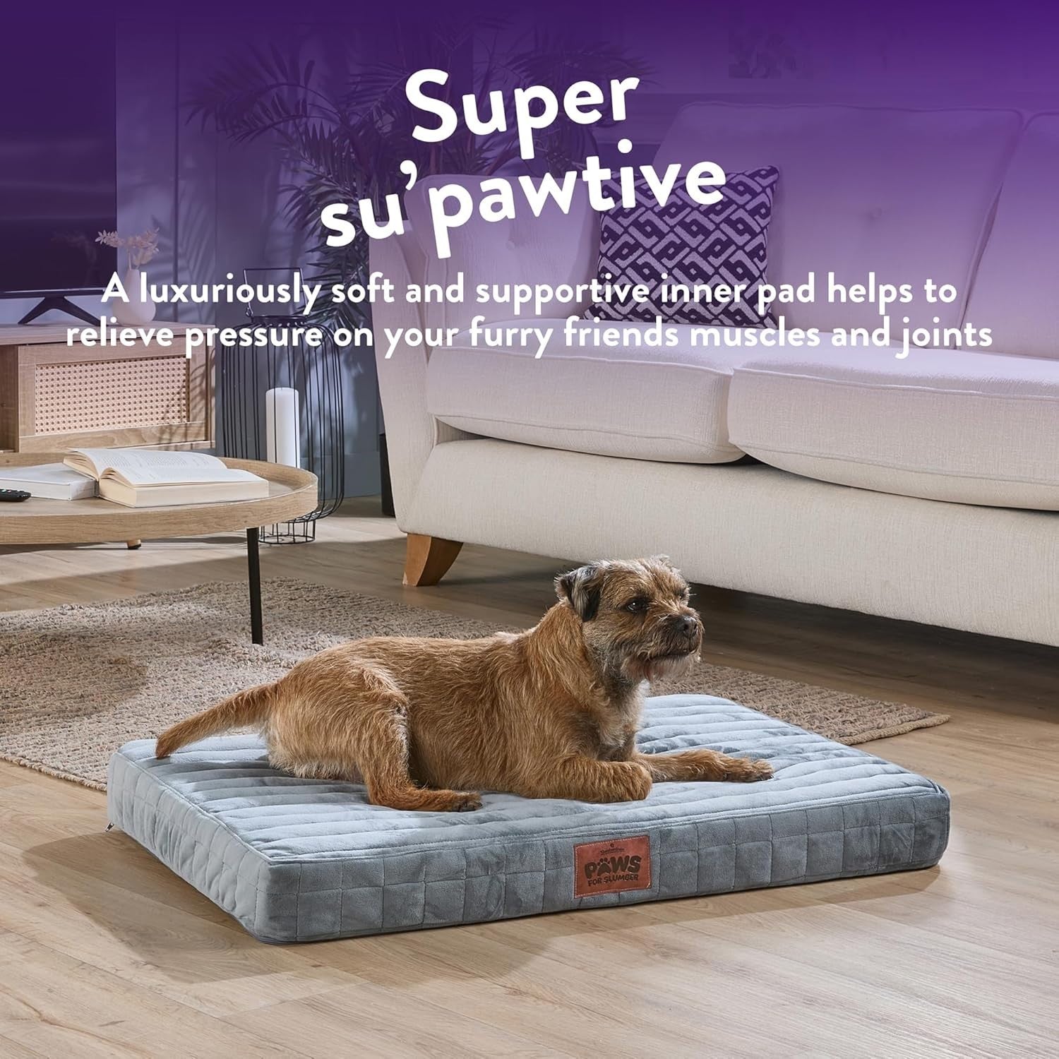 Medium Orthopedic Dog Bed 90x60x10cm Washable Crate Mat Grey