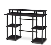 Modern Computer Desk with Shelves, Compact Espresso Office Table 113x48x86cm