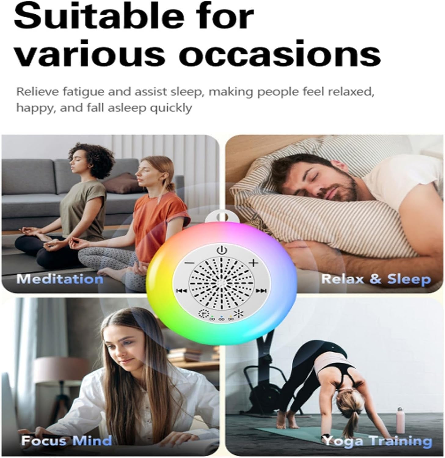 Portable White Noise Machine 22 Sounds Night Light Baby Kids Adults Sleep