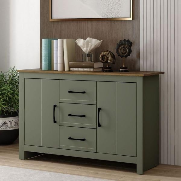 Large Storage Sideboard Cabinet 2 Doors 3 Drawers Adjustable Shelves
