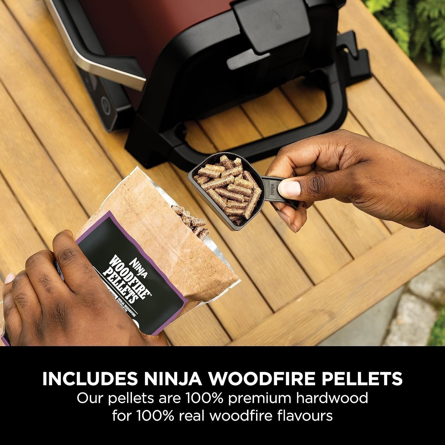 7-in-1 Electric BBQ Grill & Smoker with Digital Probe, Air Fryer & Woodfire
