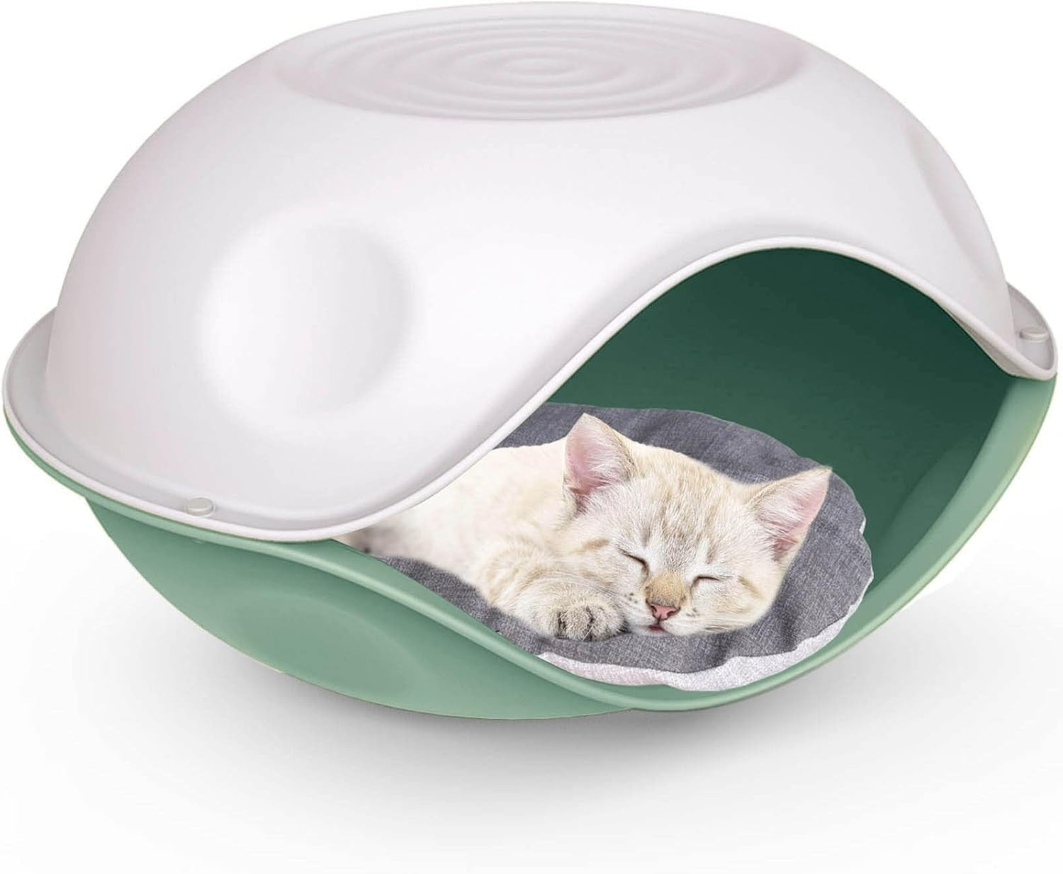 Outdoor Plastic Pet House Bed Weatherproof Dog Cat Shelter w Cushion