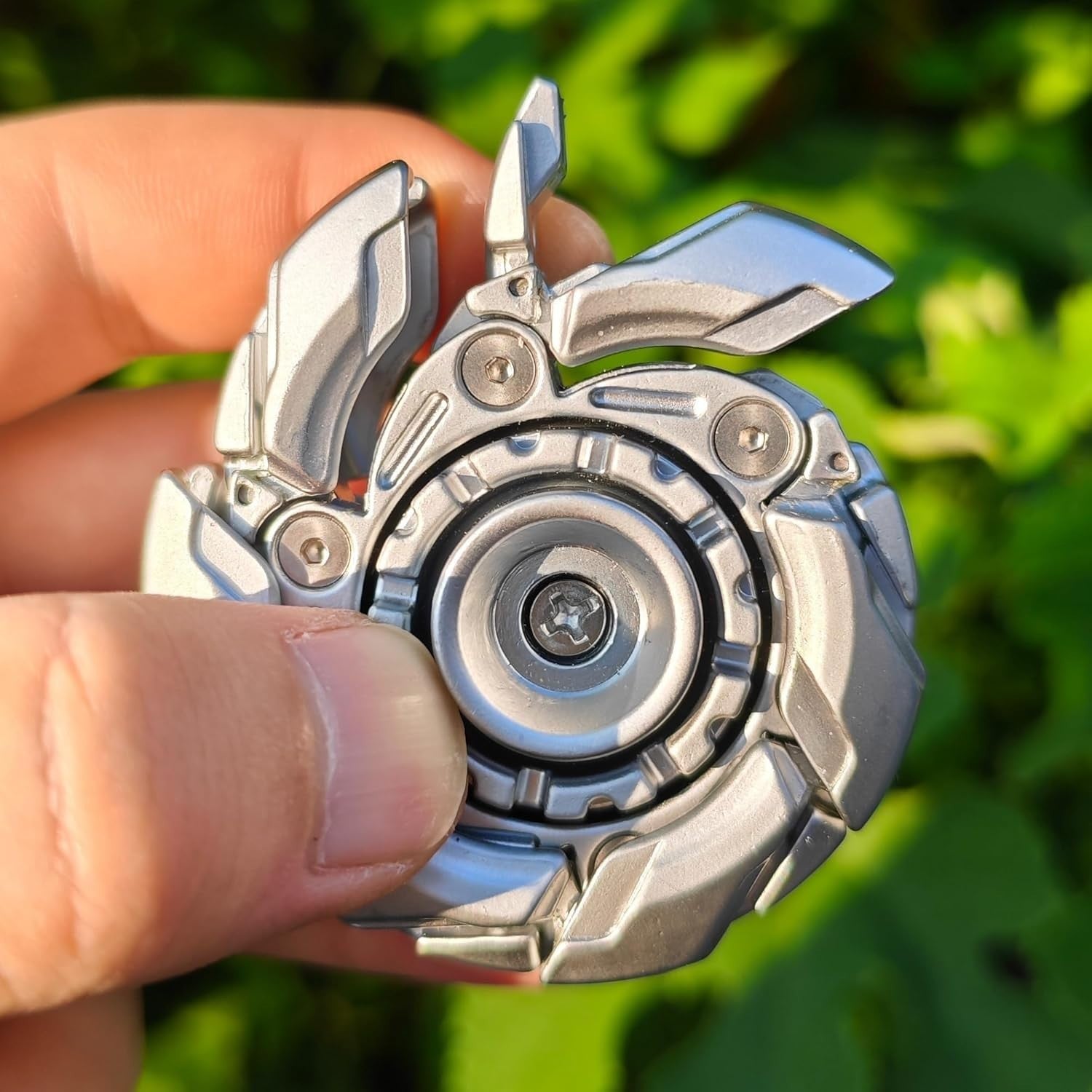 Silver Metal Fidget Slider Spinning Top Magnetic EDC Stress Toy