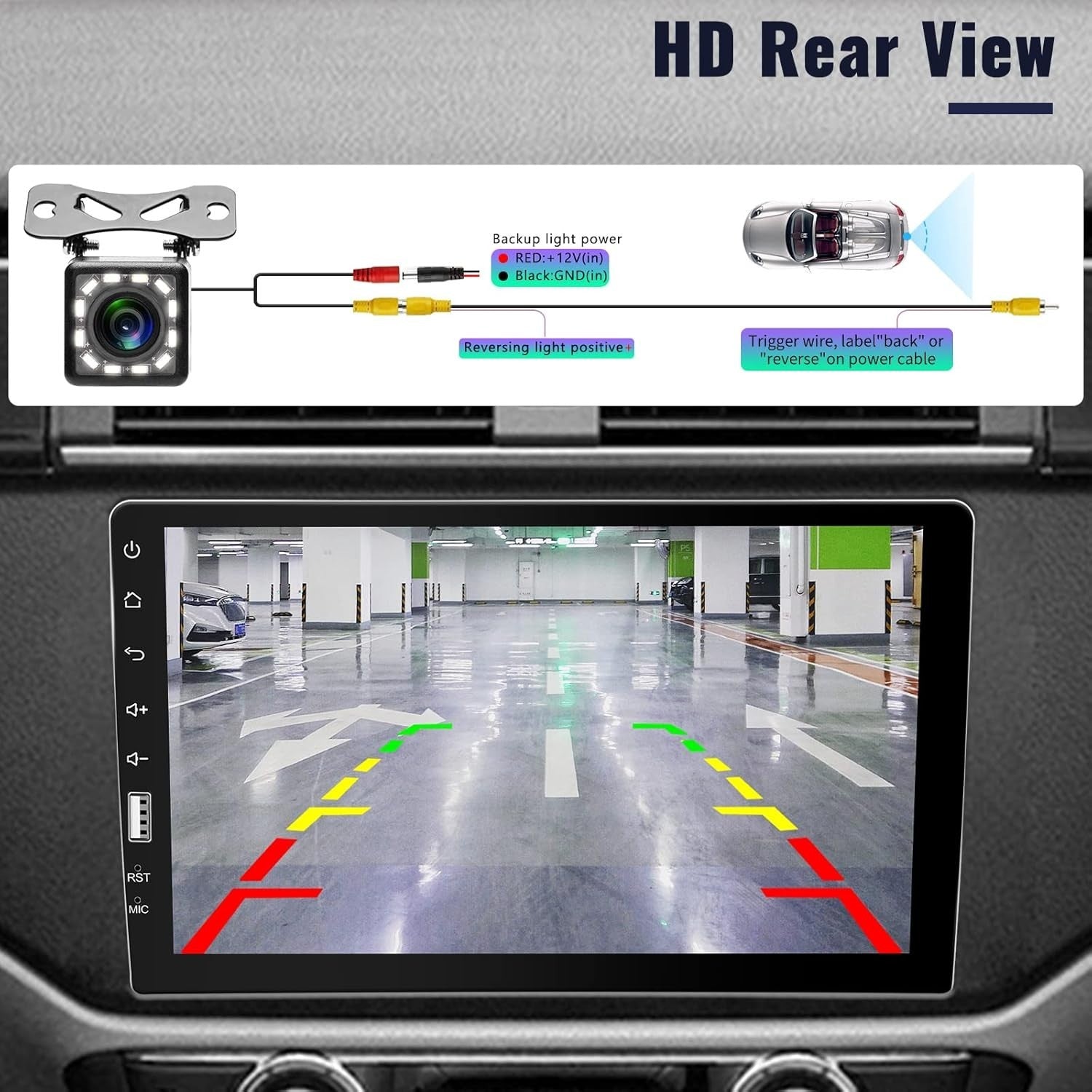 9" Single Din Car Stereo Wired CarPlay Android Auto Bluetooth FM AM