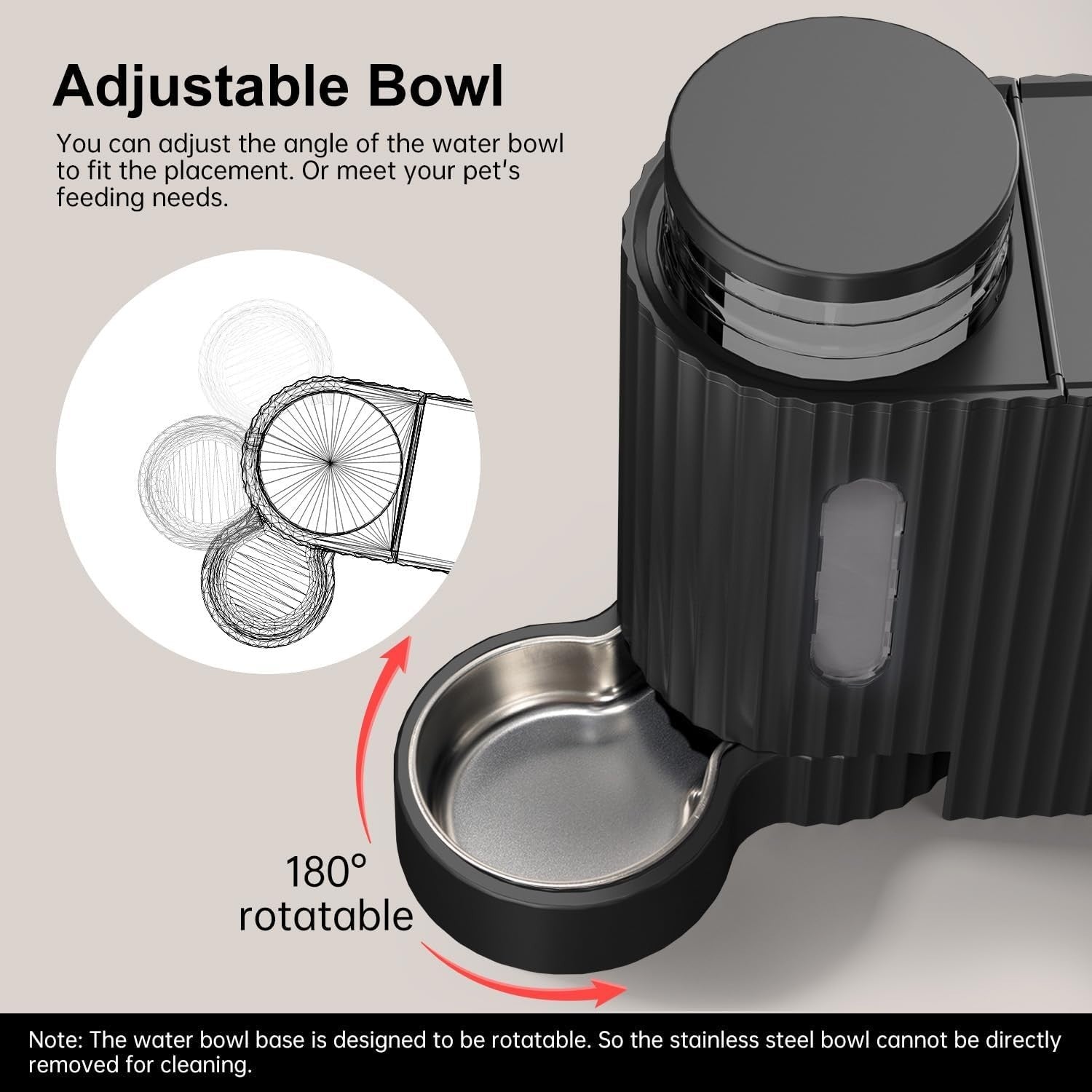 2 in 1 Gravity Pet Feeder Water Dispenser 3L Auto Food Station Black