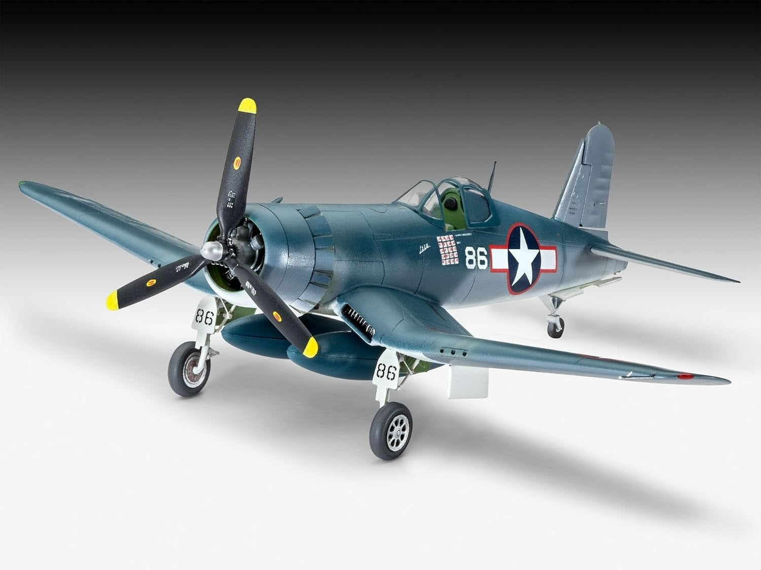 1:72 F4U-1D Corsair Fighter Jet Model Kit • Unpainted • 63-Piece Set