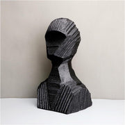 Abstract Resin Head Sculpture Modern Black Table Decor