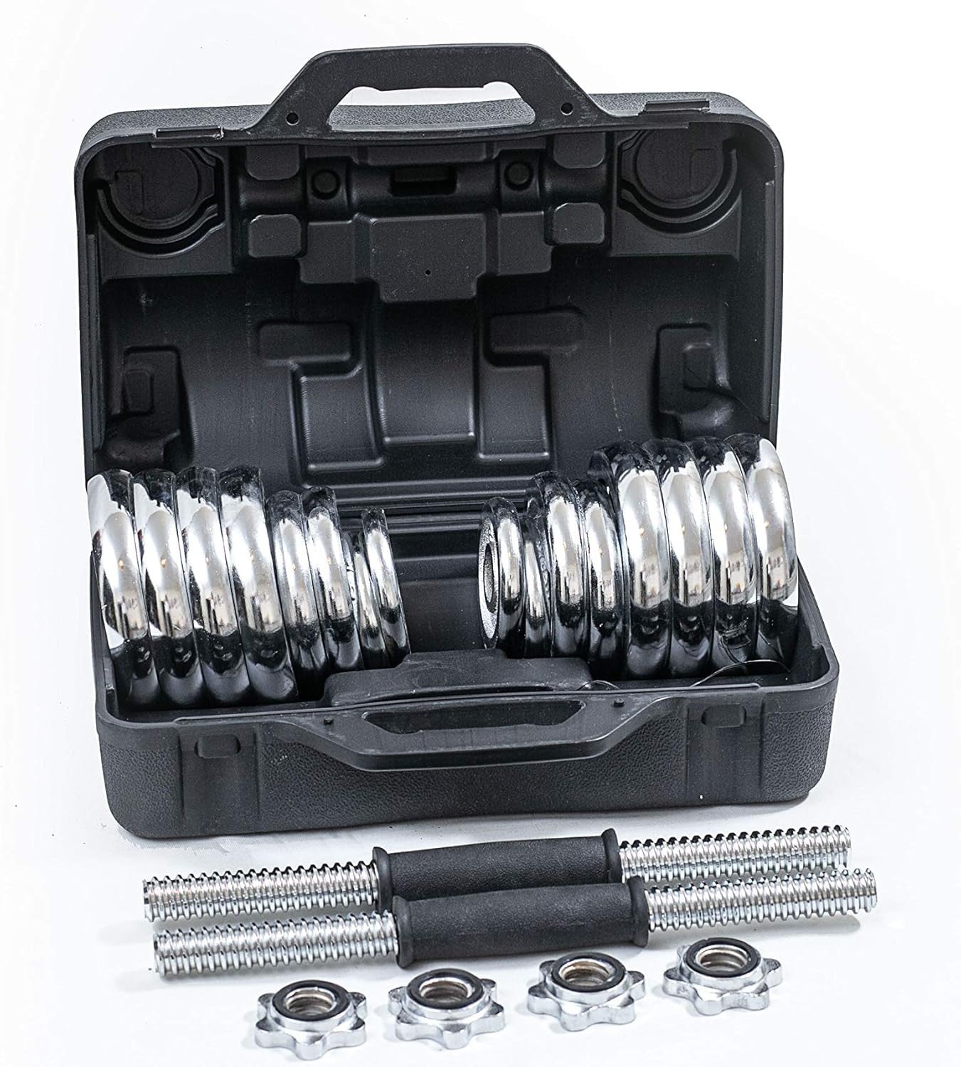 30KG Adjustable Chrome Dumbbell Set Spinlock Hand Weights Case Home Gym