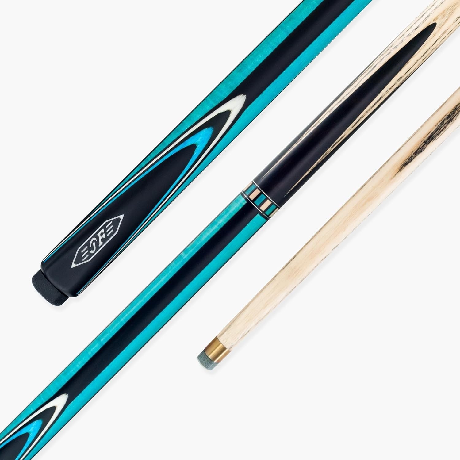 57in One Piece Ash Snooker Pool Cue 9.5mm Tip Ebony Butt 18oz