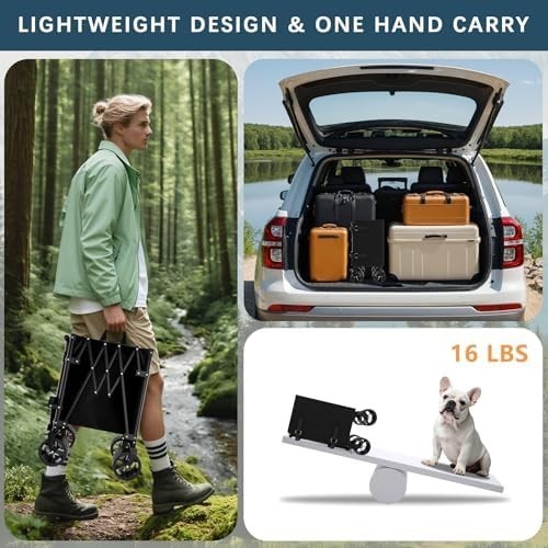 150L Folding Heavy Duty Festival Trolley Cart with Adjustable Handle & Wheels