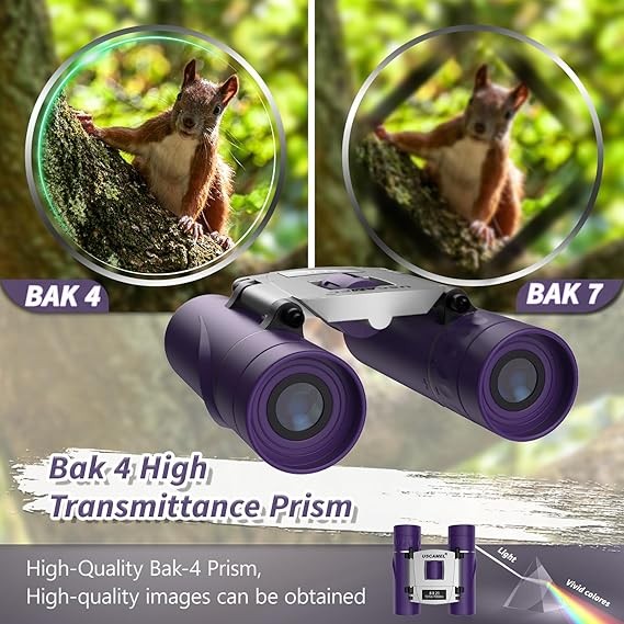 8x21 Waterproof Kids Compact Binoculars Mini Folding for Bird Watching Purple