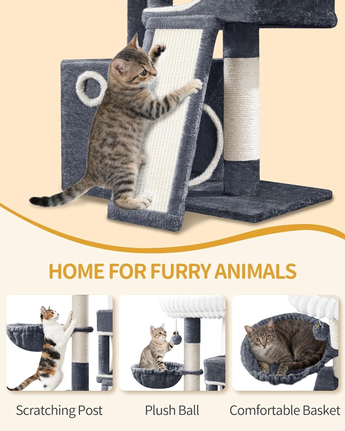 Cat Tree Tower Indoor Multi Level Scratching Post Condo Play Centre 98cm