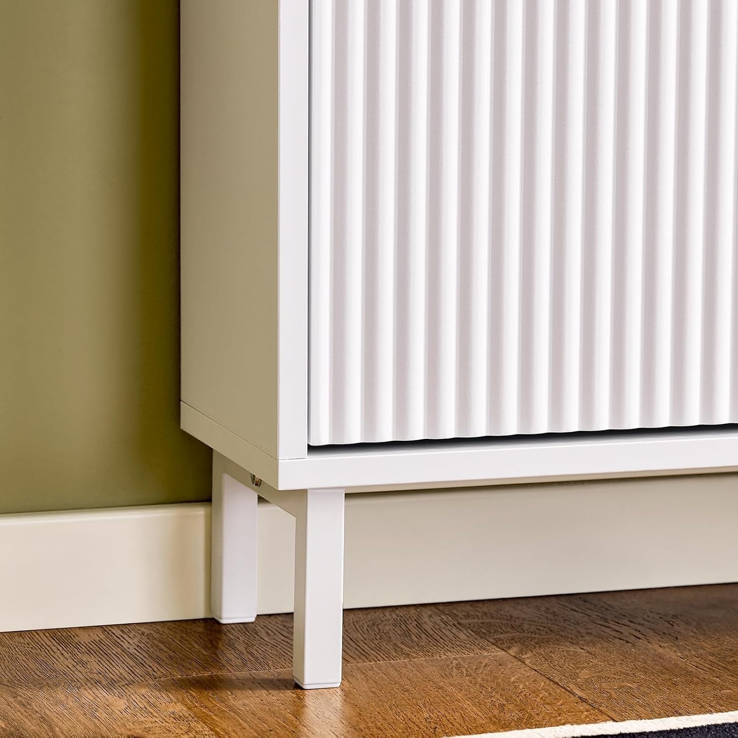 White Slim Shoe Cabinet 3 Flip Drawers Narrow Hallway Storage 19cm Deep