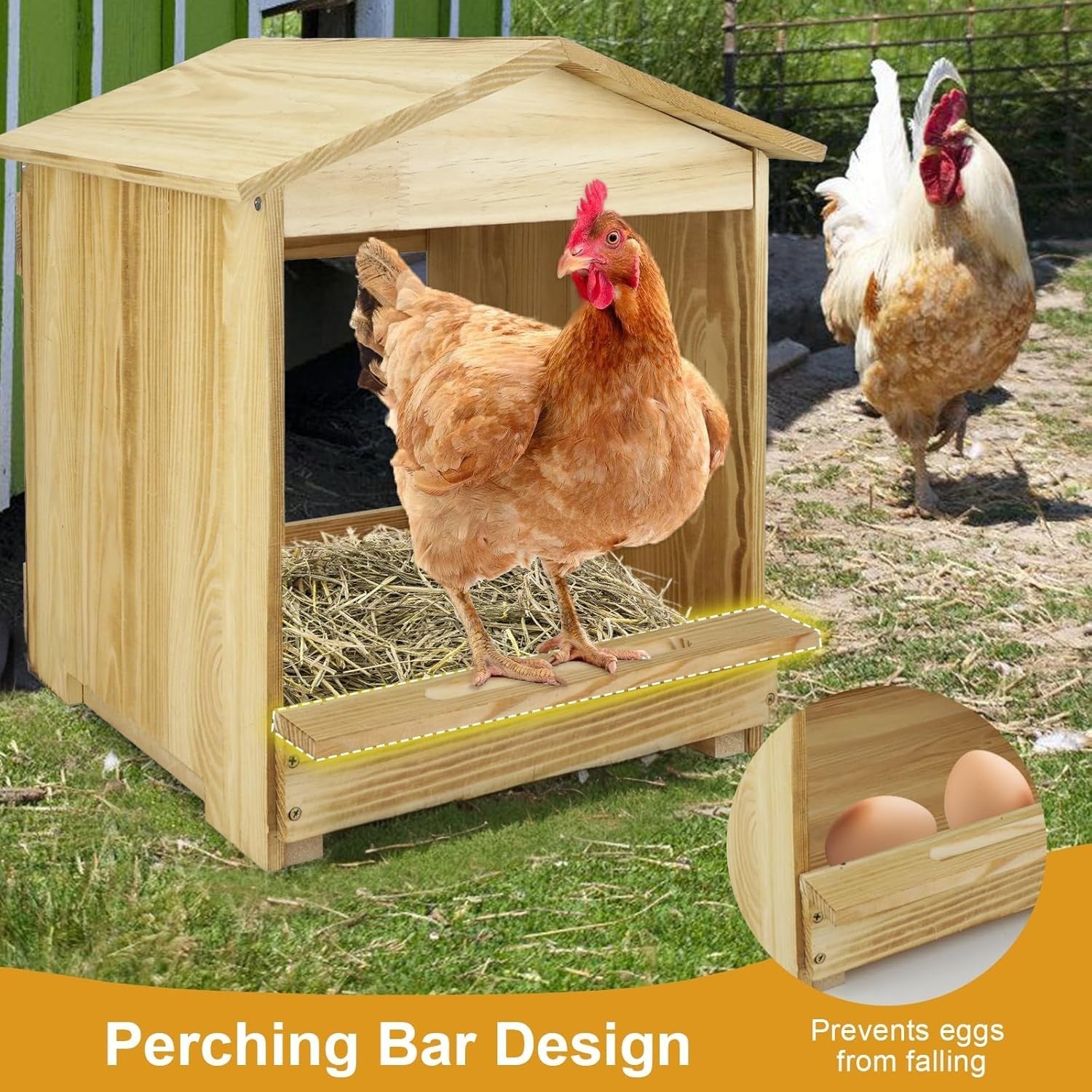 3 Compartment Wooden Chicken Nesting Box Wall Mount