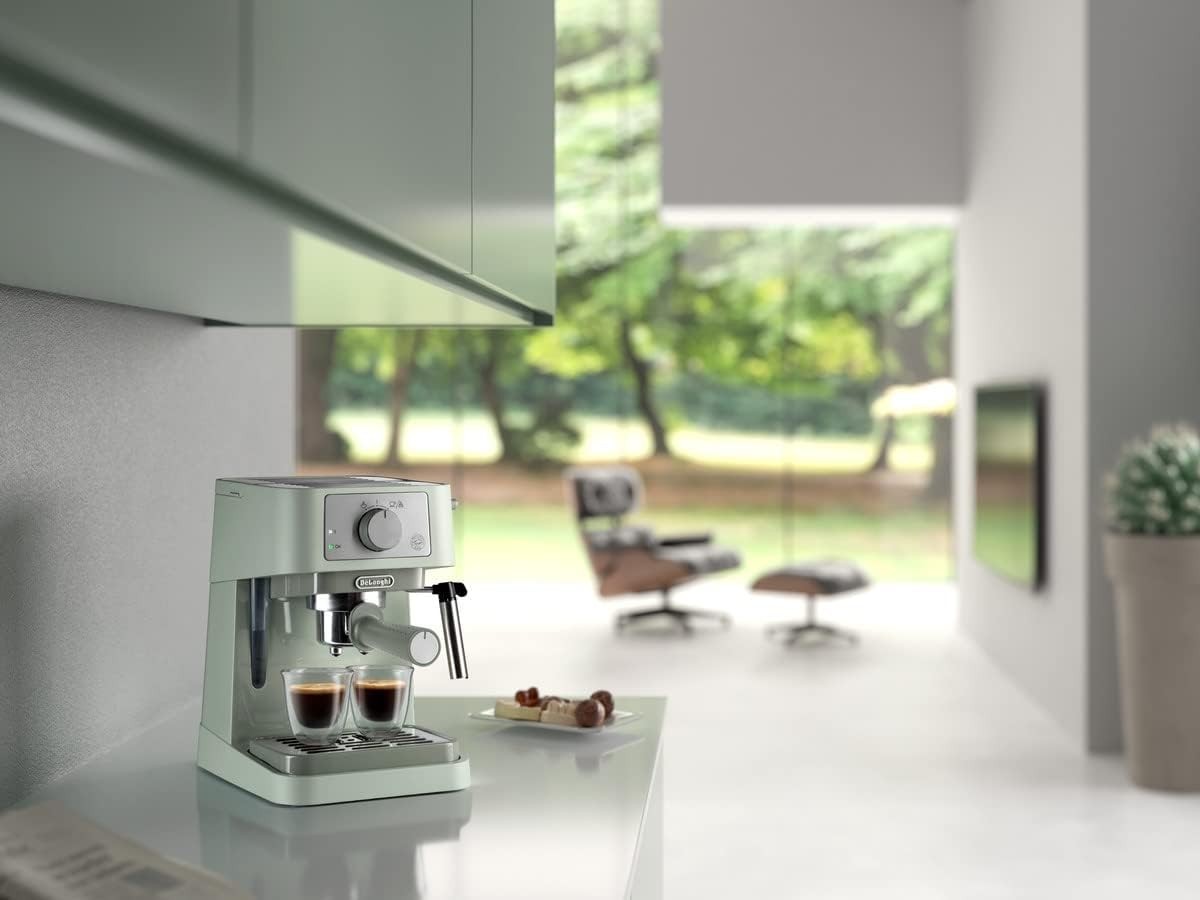 Manual Espresso Maker with Milk Frother | 15 Bar Pressure | Dual Cup Tray | 1L