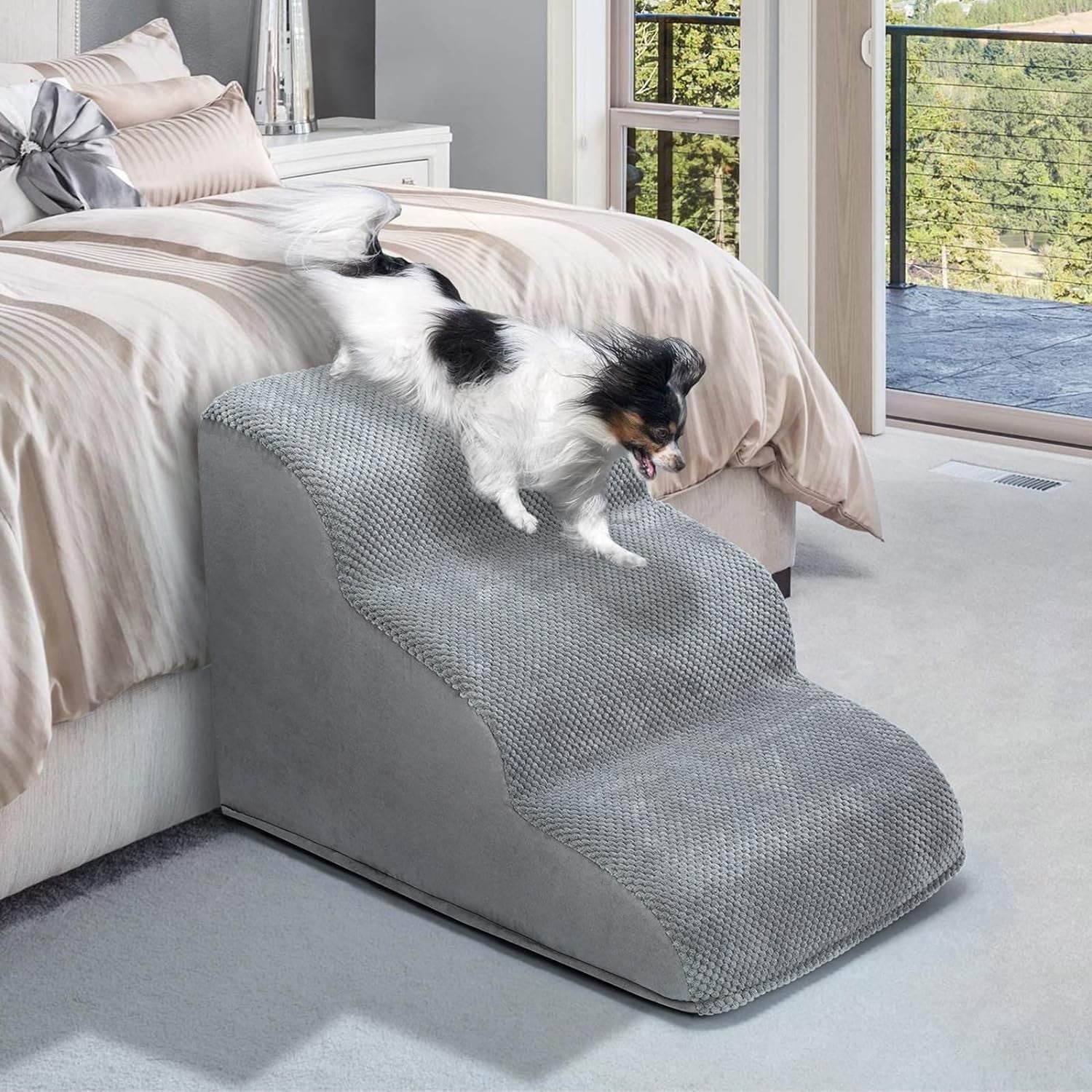 3 Step Dog Ramp Stairs for Bed Sofa High Density Foam