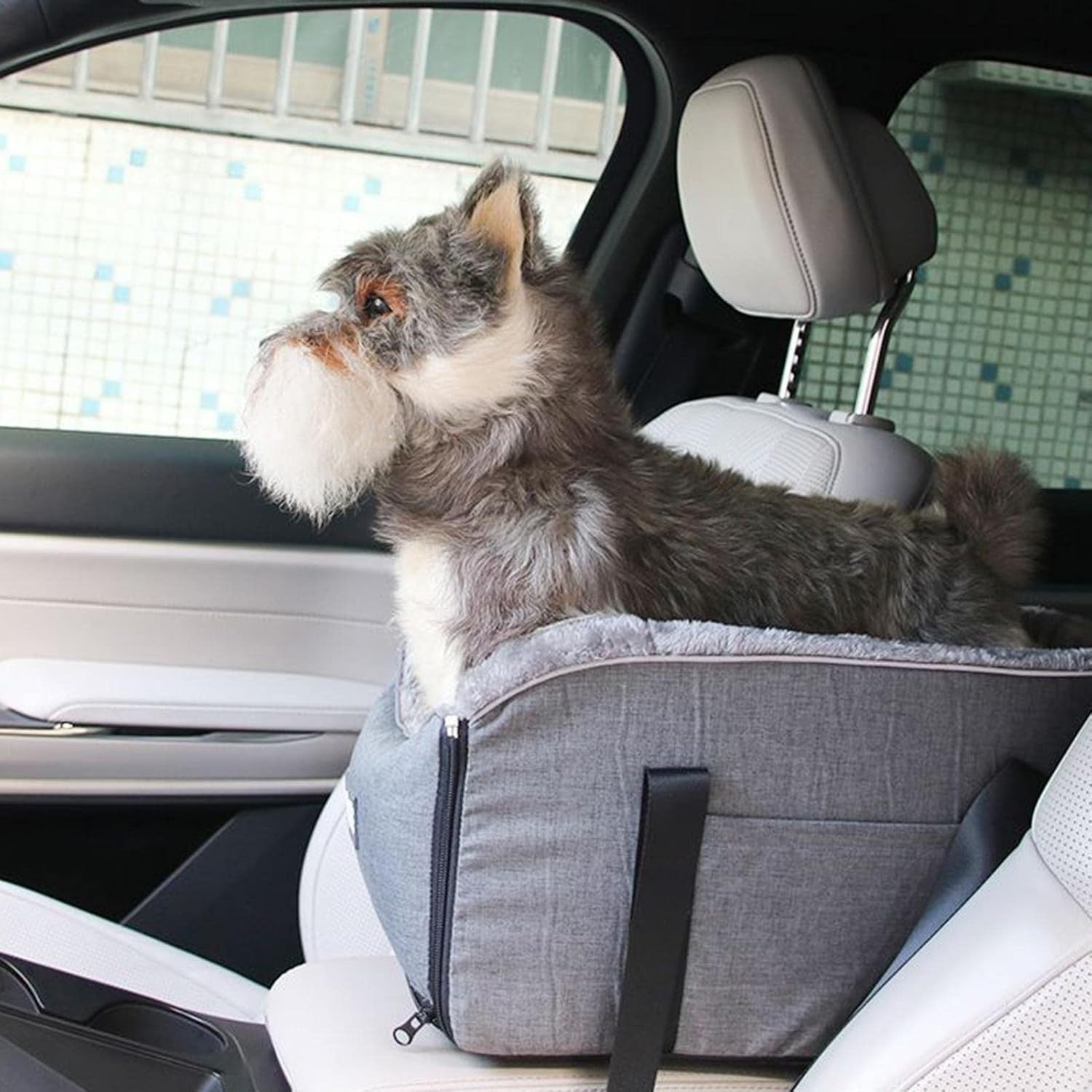 Center Console Dog Car Seat Booster Carrier Travel Bag Safety Tether