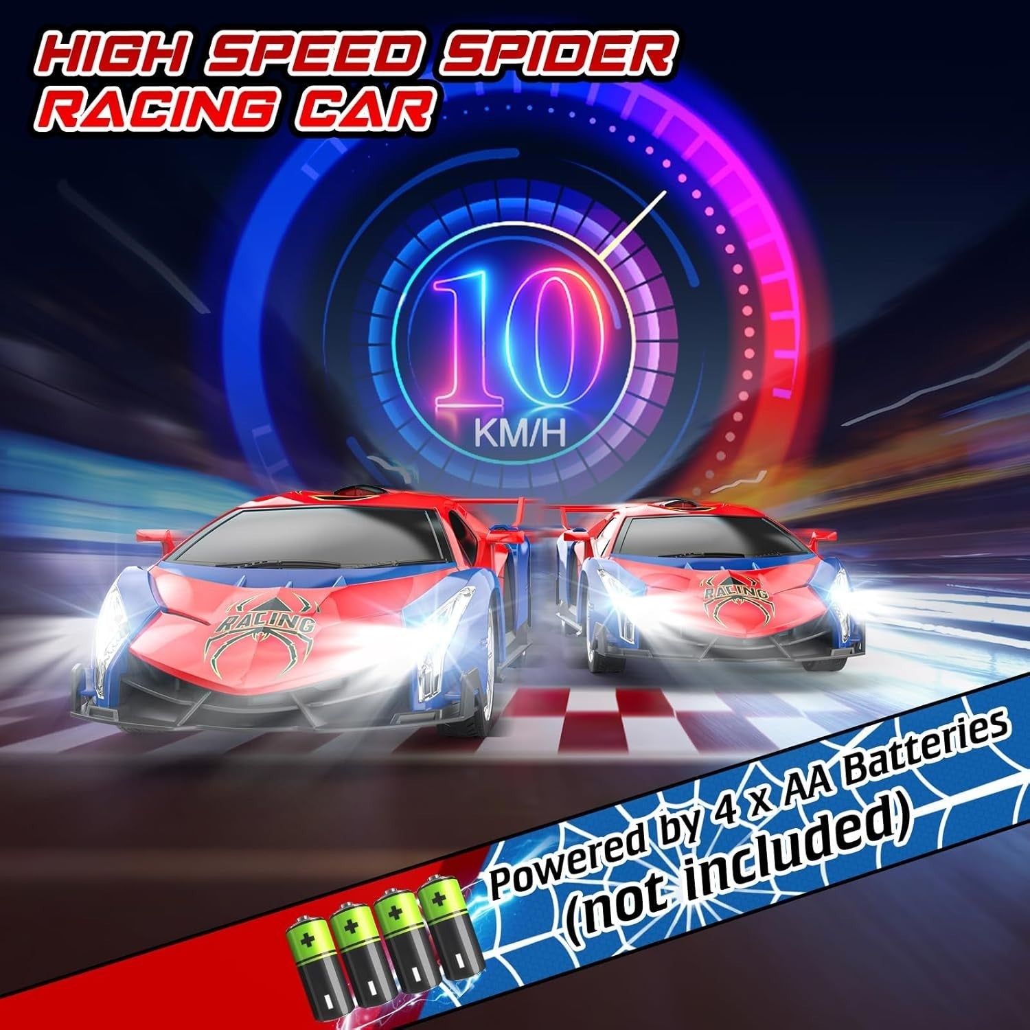 Spider RC Car 1:18 High Speed Remote Control Toy with LED Lights Kids 3+