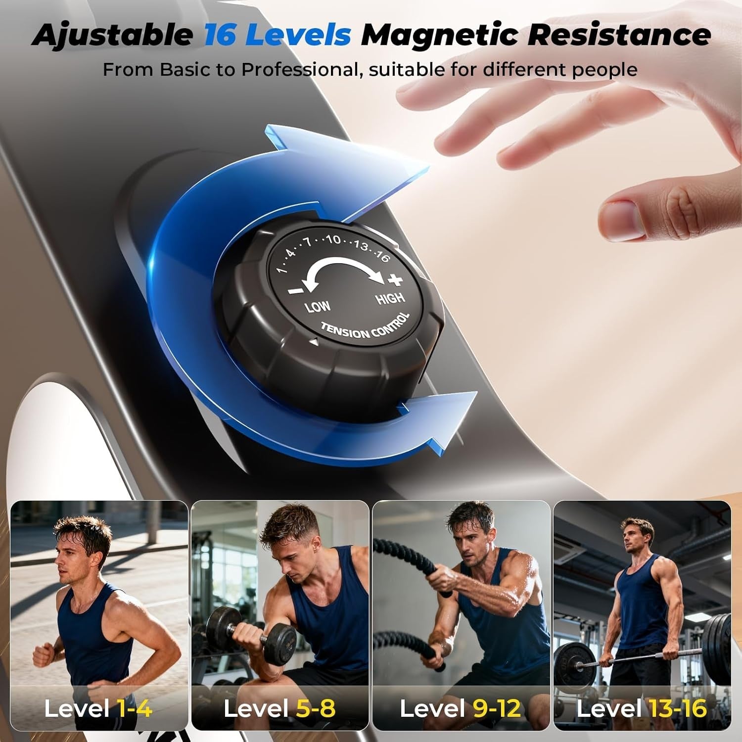 Foldable Magnetic Rowing Machine 16-Level Resistance App Smart Rower 350LB