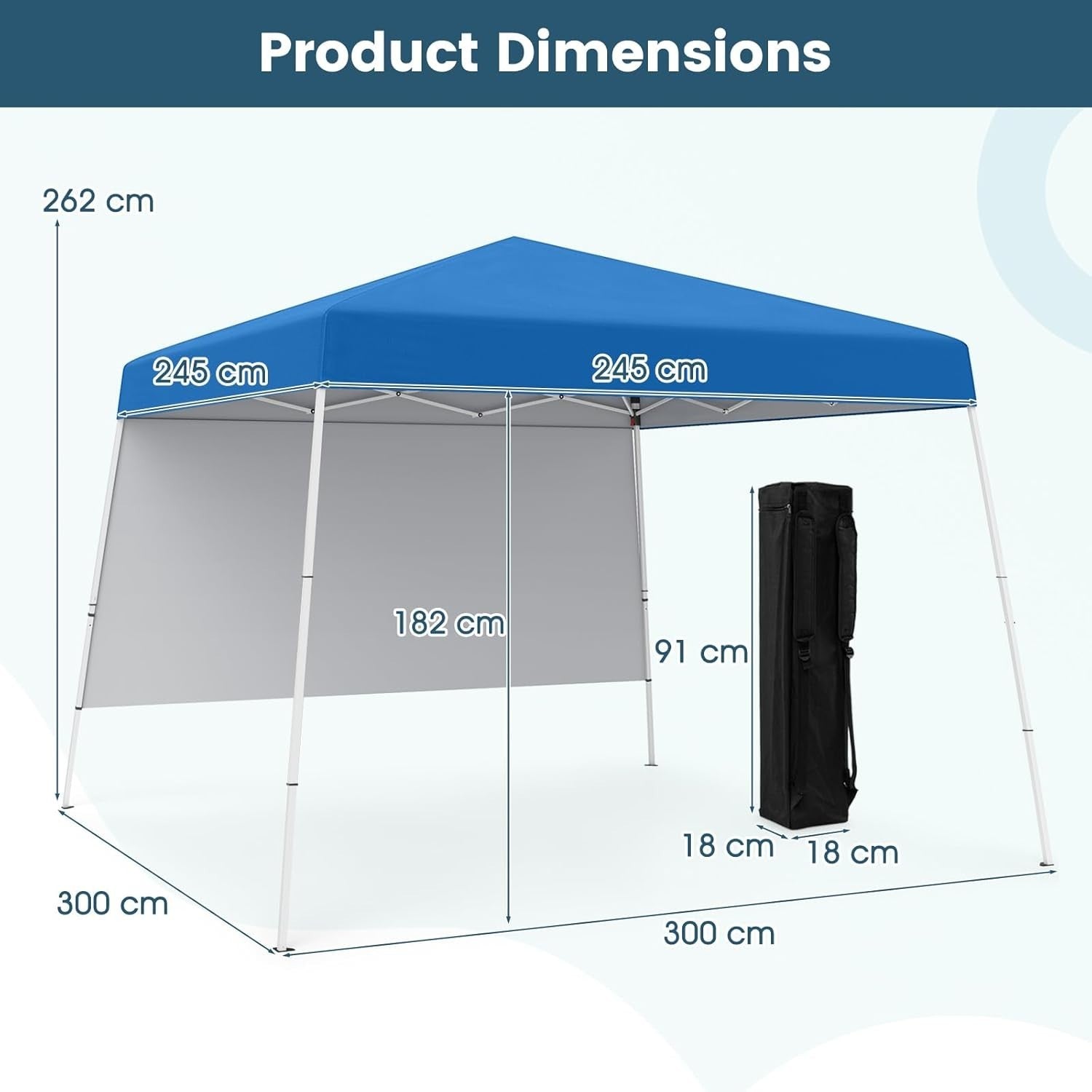3x3M Blue Pop-Up Canopy Tent UPF50+ Sunshade Outdoor Party Gazebo