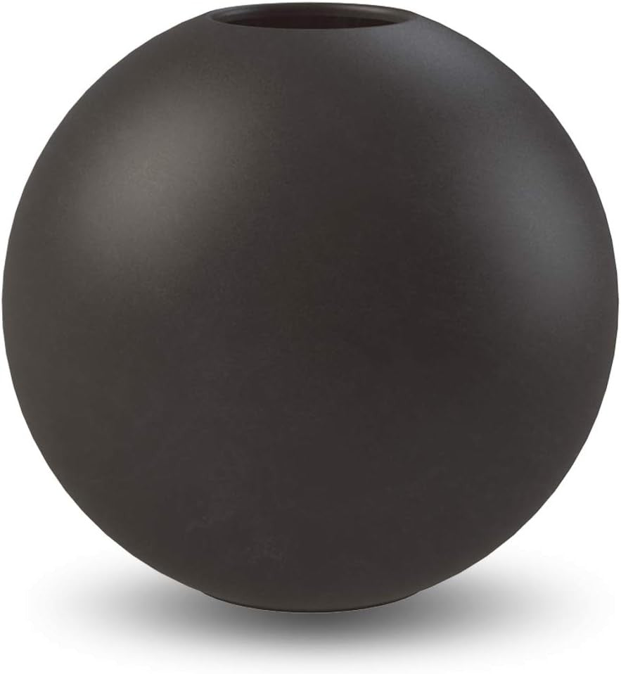 Black Ceramic Ball Vase 20cm Modern Round Minimal Table Home Decor