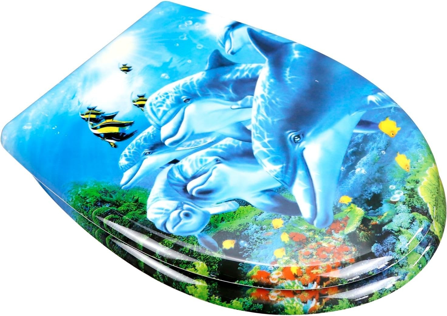 Duroplast Toilet Seat Soft Close Quick Release Top Colourful Patterns 45x37cm