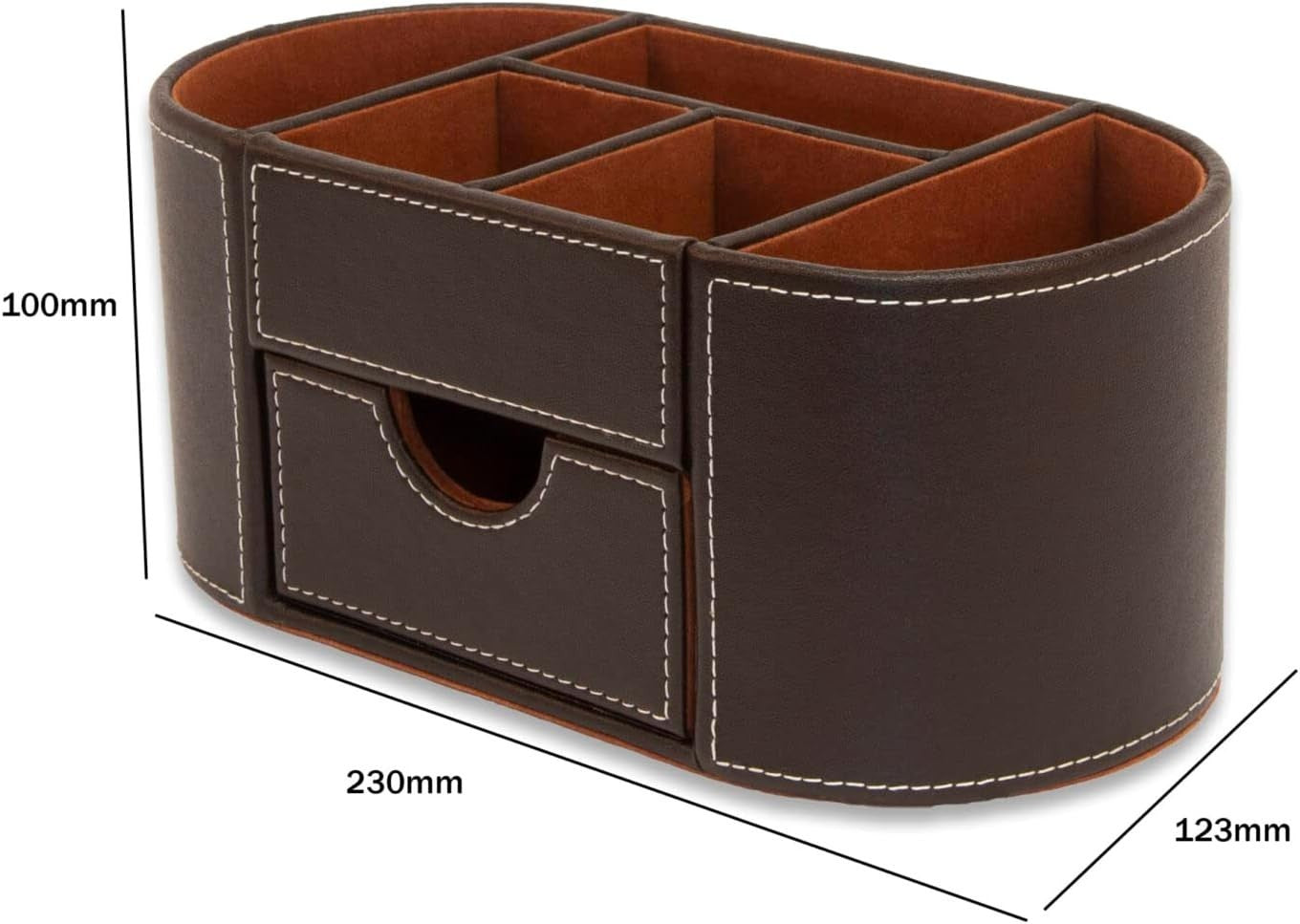 Faux Leather Desk Organiser 6 Compartments Drawer Office Tidy 3-Pack