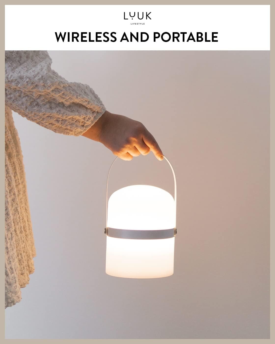LED Lantern White 26.5cm Portable Rechargeable
