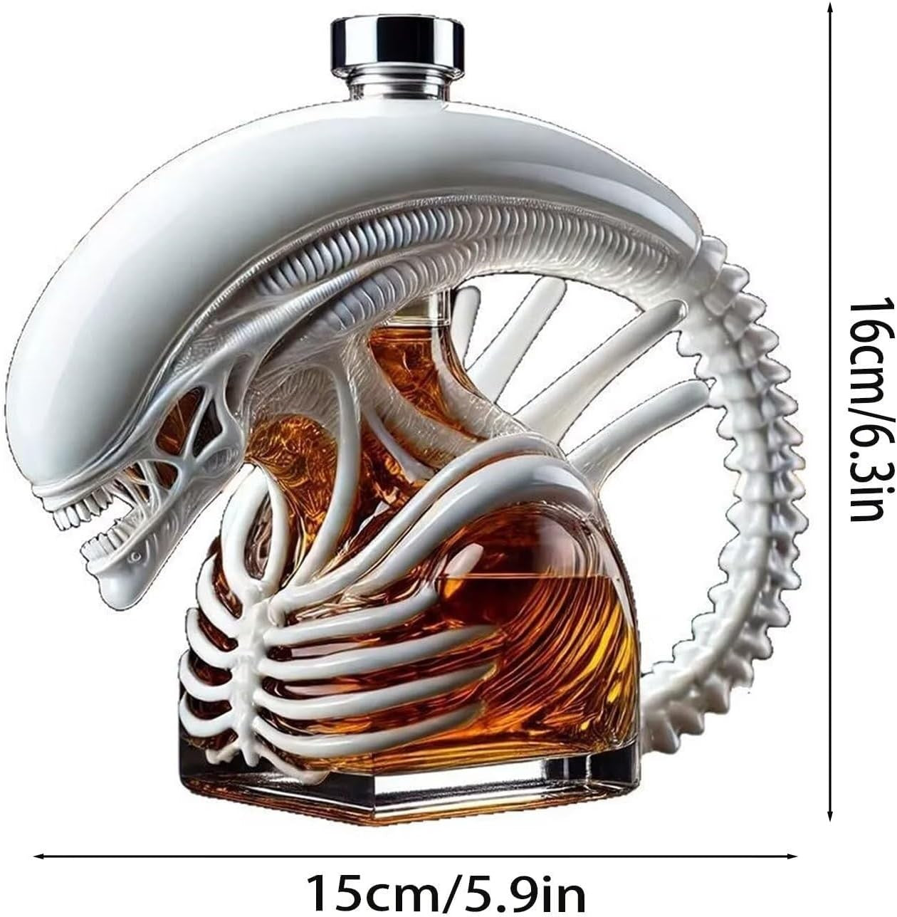Alien Monster Whiskey Decanter Art Statue 3D Glass Bottle Unique Sci-Fi Bar Gift