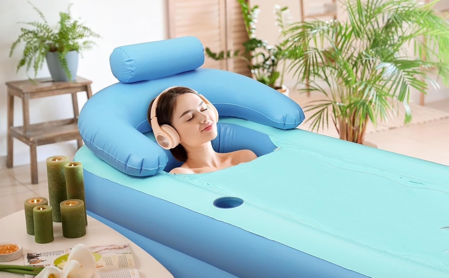 Inflatable Adult Bath Tub Foldable Portable Soaking Tub with Electric Pump 160cm