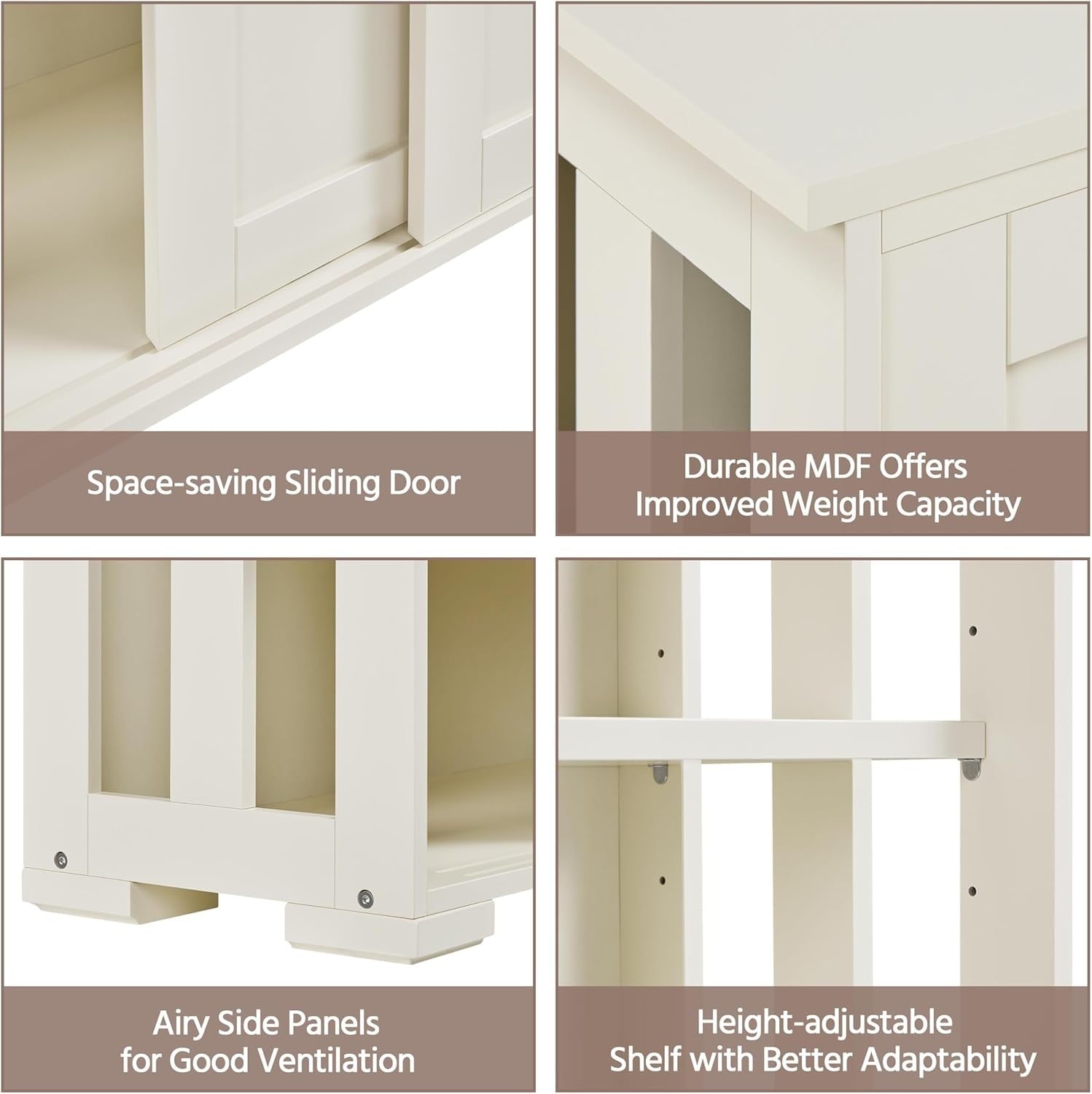 Set of 2 White Sideboard Buffet Cabinets | Sliding Door Storage Units Shelv