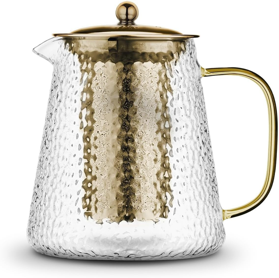 Glass Teapot with Infuser 900ml Loose Leaf Tea Maker 4 Cup Gold