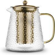 Glass Teapot with Infuser 900ml Loose Leaf Tea Maker 4 Cup Gold