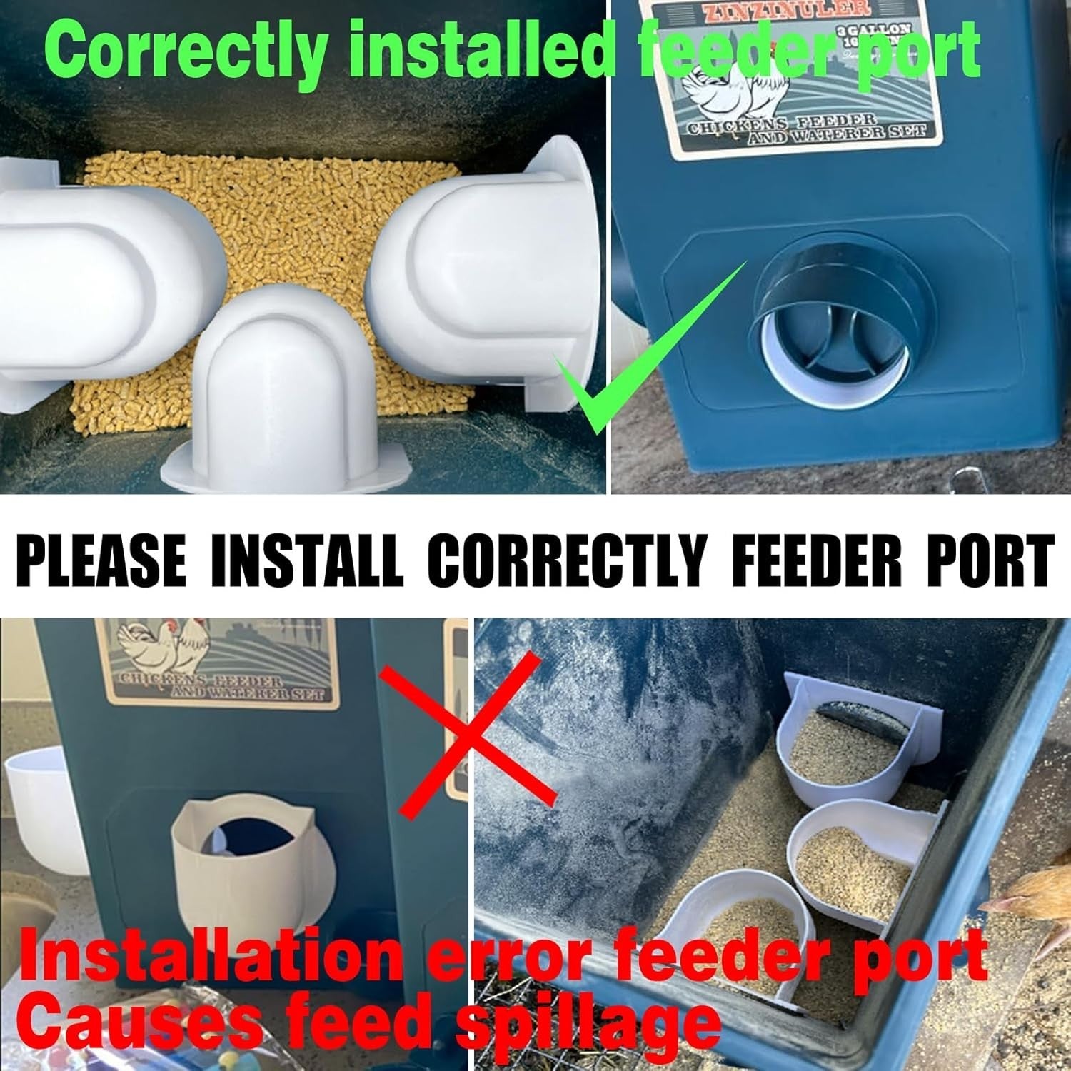 Automatic Chicken Feeder & Waterer Set 16lb 3 Gallon