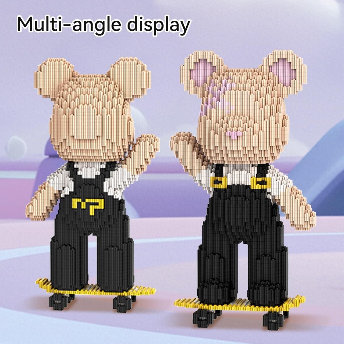 Micro Building Blocks Bear Skateboard Model - 2715 PCS Creative Home Decor
