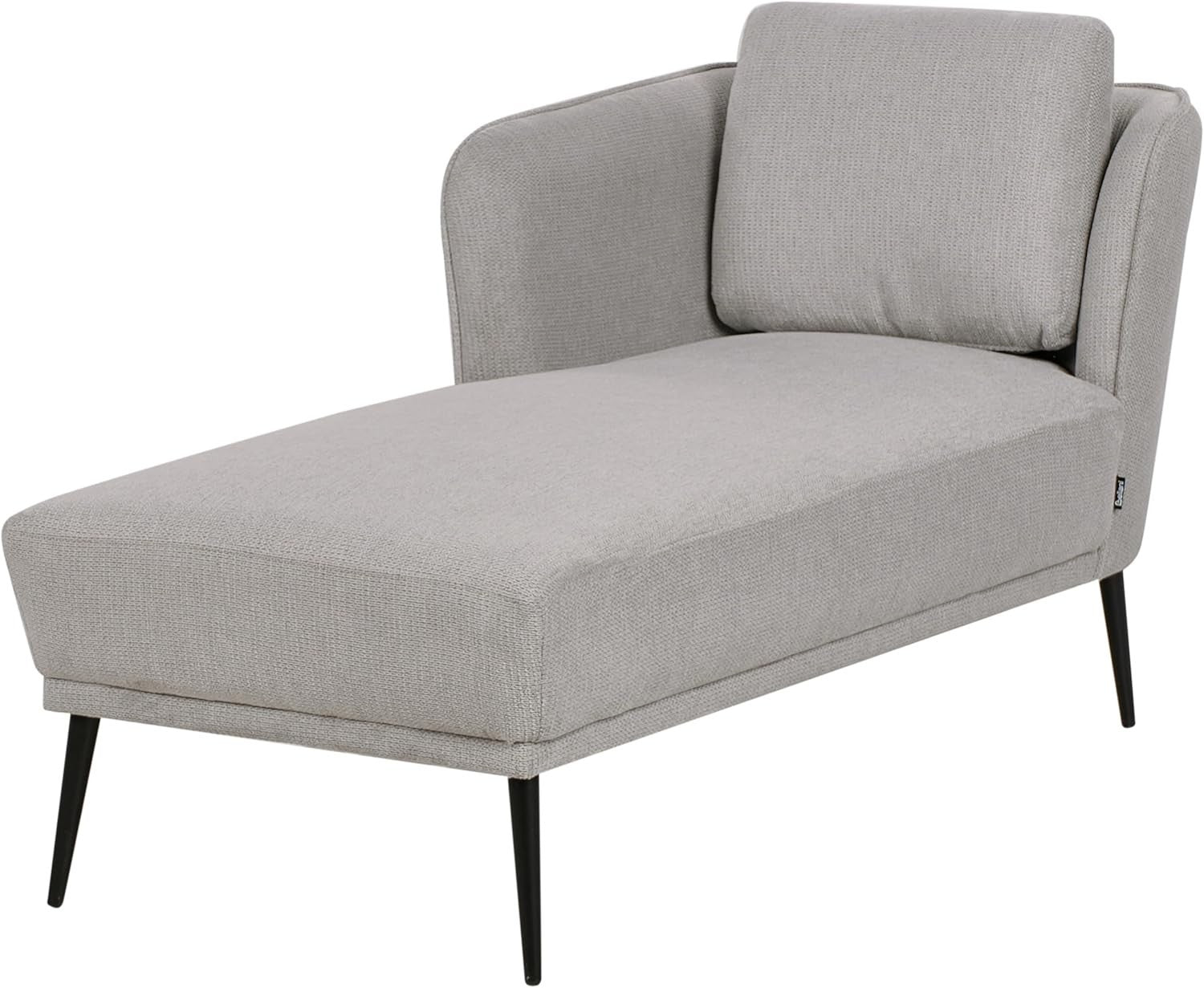 Retro Style Grey Polyester Chaise Lounge with Cushion & Metal Legs