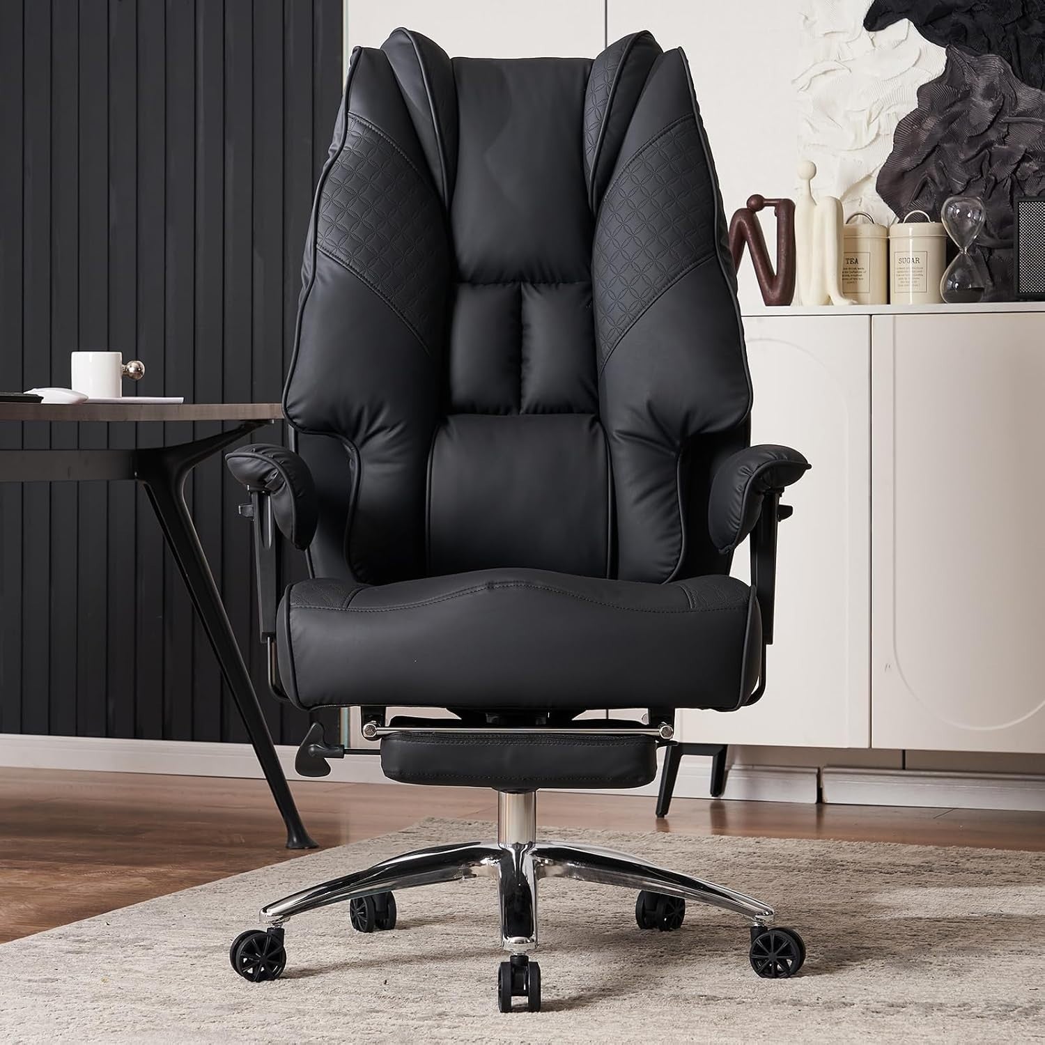 Oversized Heavy Duty Office Chair Big & Tall Ergonomic PU Leather Swivel Black