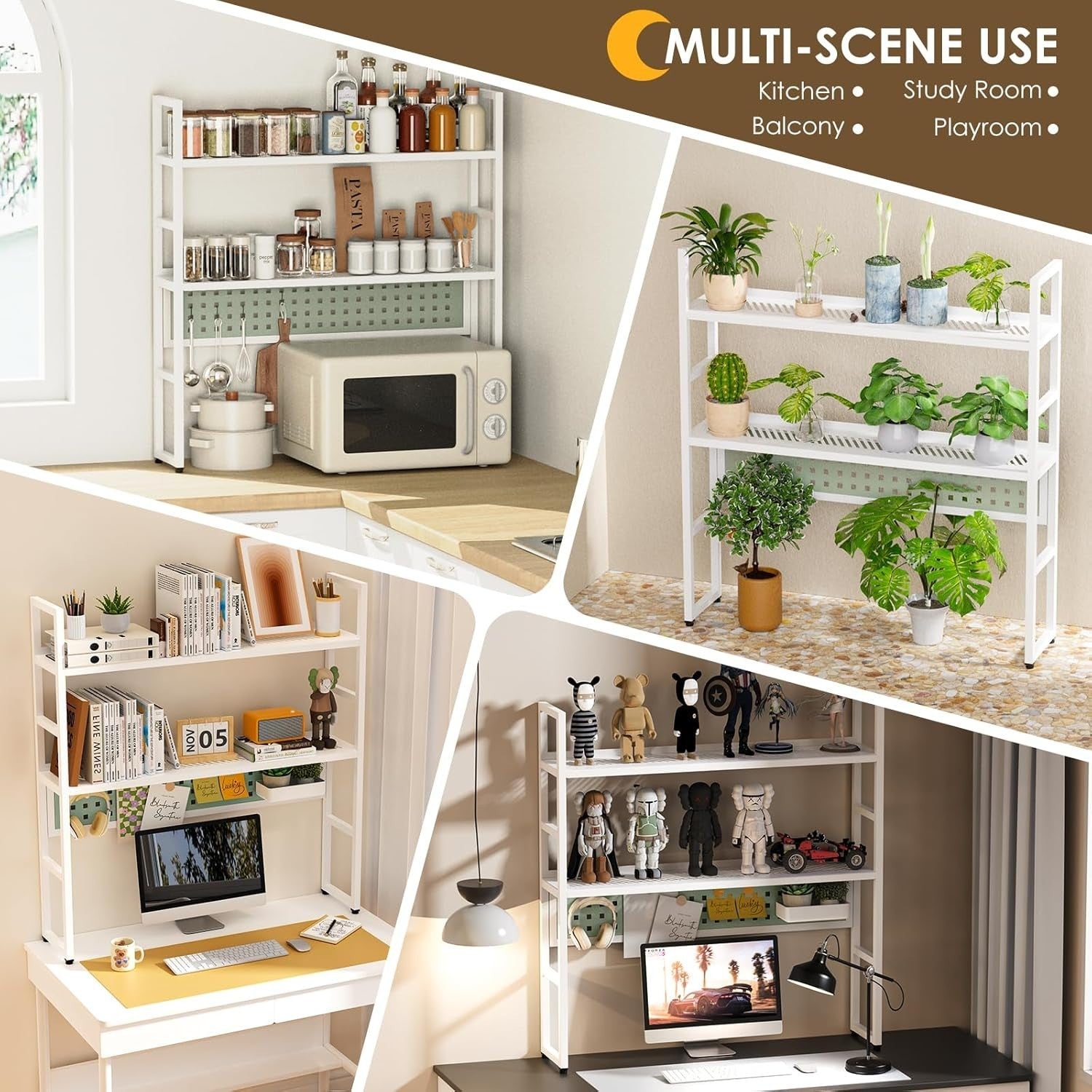 35.4" Desk Hutch Shelf with Pegboard | 2-Tier Metal Desktop Organizer