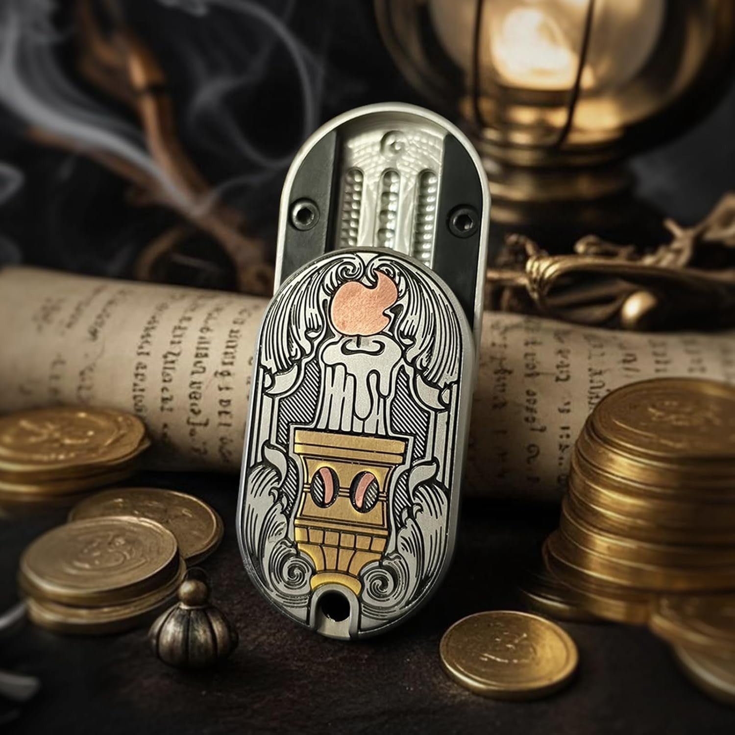 Stainless Steel Devil Fidget Slider Ratchet Clicker Stress EDC