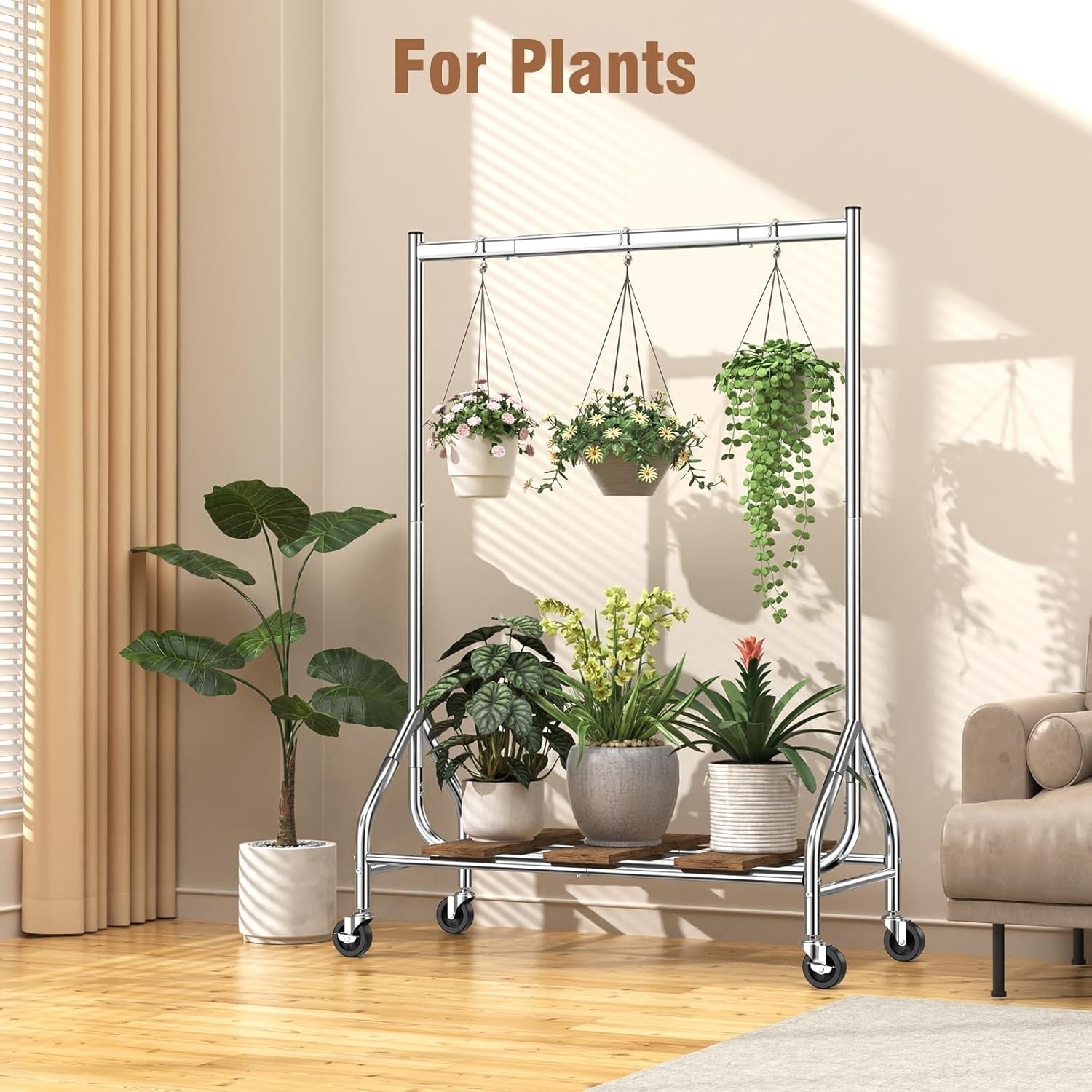 Silver Heavy Duty 180KG Clothes Rail With Wheels Metal Rack