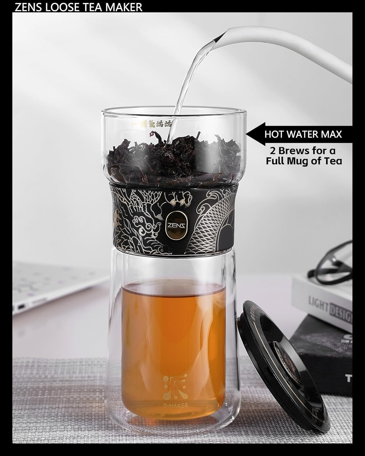 One Touch Tea Maker 270ml Glass Infuser Set with Cup & Carry Case
