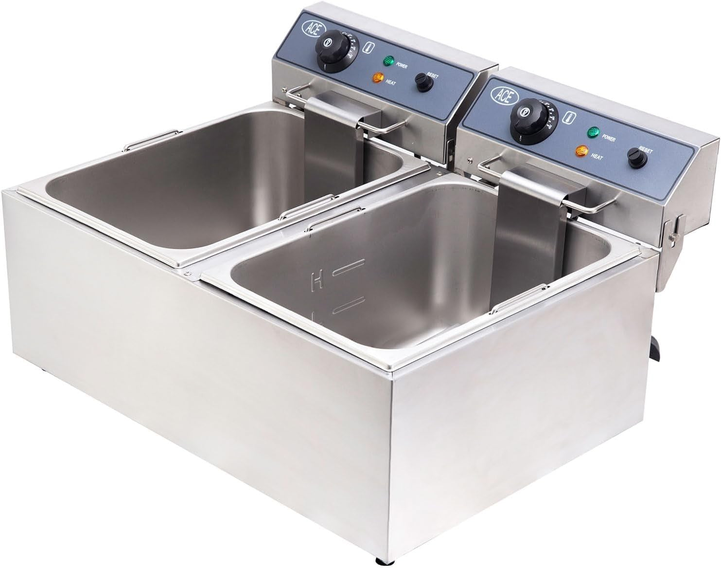 Commercial Electric Deep Fat Fryer 34L Dual Tank 6000W Easy Clean