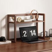 Bamboo Desktop Organizer 2-Tier Adjustable Desk Hutch Storage Shelf 52cm