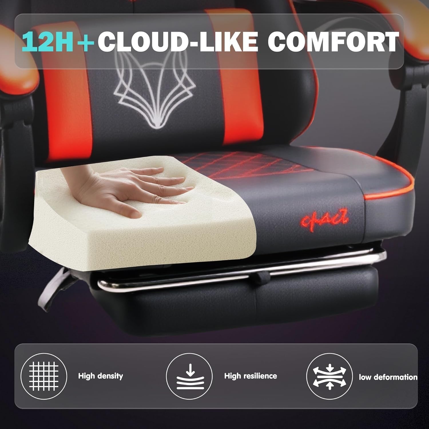 Ergonomic Gaming Chair Reclining PU Leather 150kg Red Black