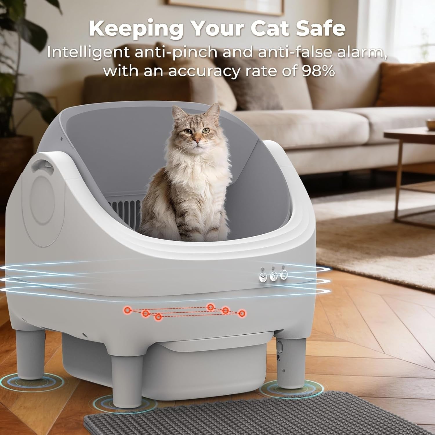Self Cleaning Cat Litter Box Automatic APP Control Large Odor Free Bin