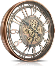 Large Steampunk Wall Clock Moving Gears Silent Vintage Metal 53.5cm